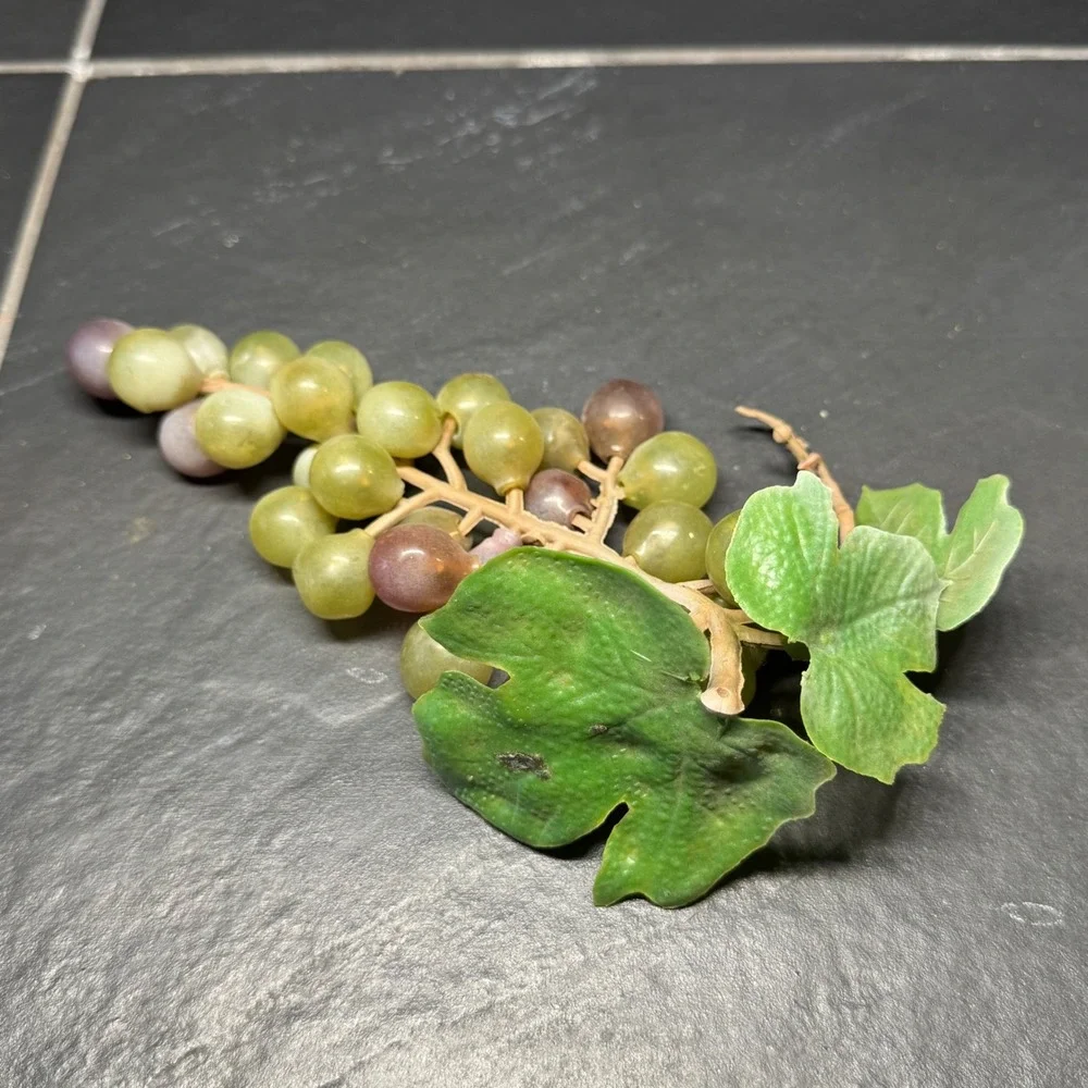 Vintage‎ MCM Artificial Grapes Faux Fruit Clusters Purple Green Black 3pc Set